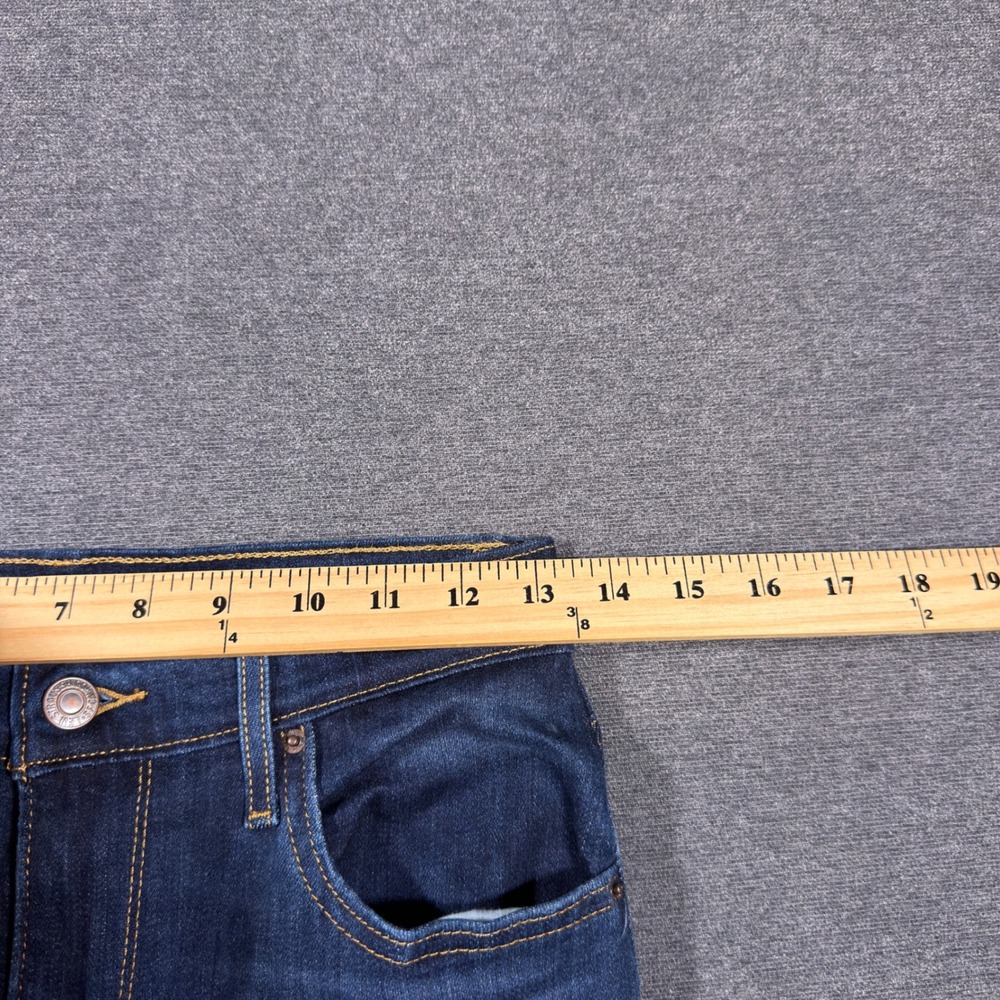 Levi's 724 High Rise Straight Jeans Women 26 Blue Raw Hem Dark Wash Stretch - Picture 6 of 10